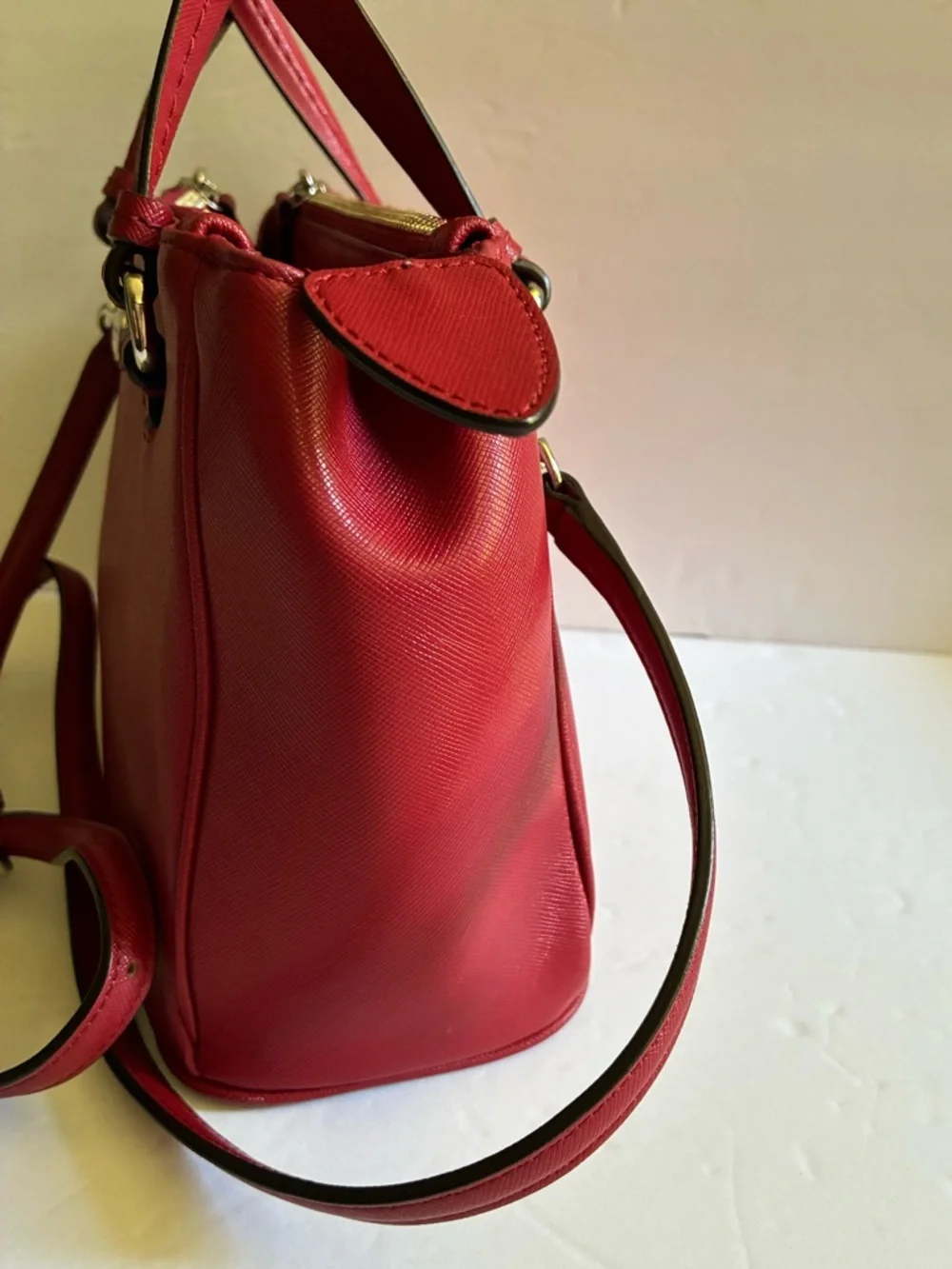 Coach Deep Red Cross Grain Leather Satchel with Strap EUC!! - Picture 9 of 14